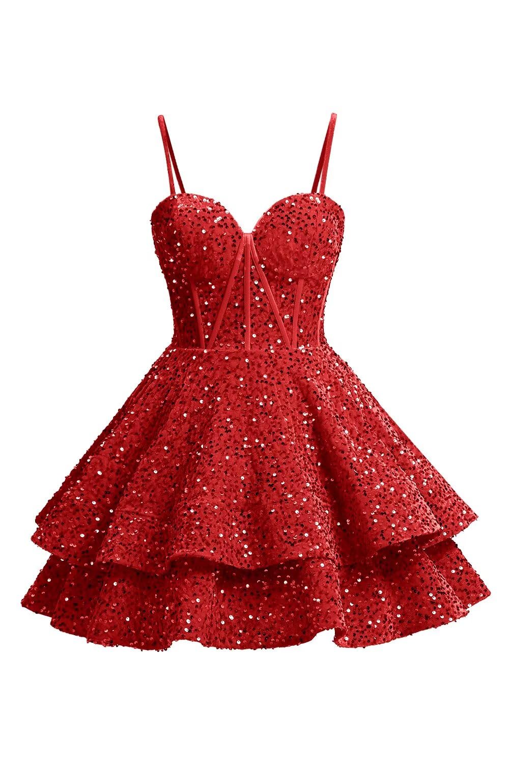 Gekaioe Short Sequin Homecoming Dresses for Teens Corset Sparkly Tiered HOCO Evening Party Cocktail Gown
