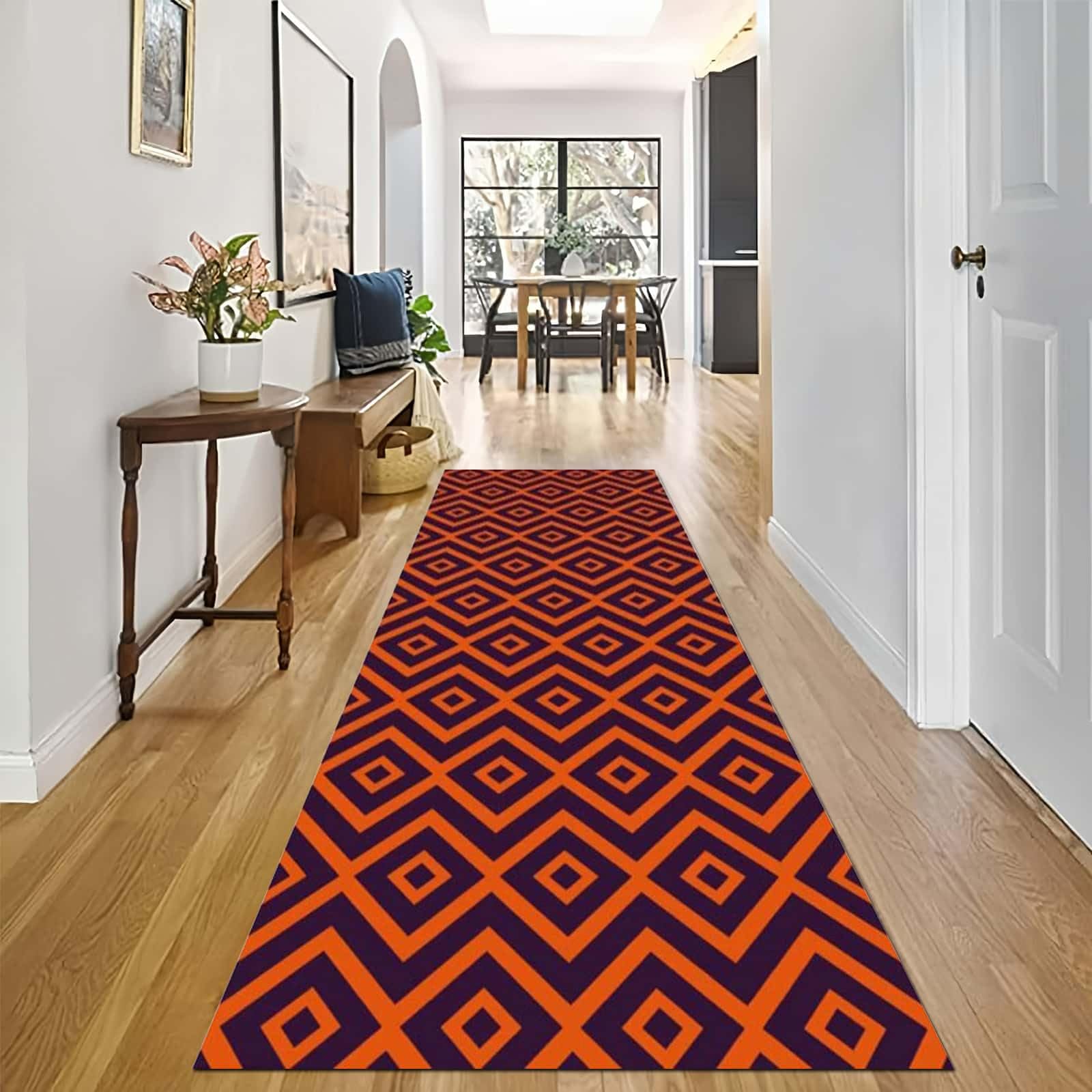 Tapis coureur de couloir orange 120x900cm pour cuisine et passage maison