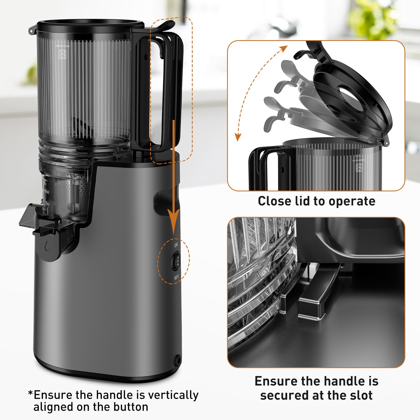 Cold Press Juicer, Juicer Machines with 5.4" Wide Feed Chute for Juice Extractor, Slow Masticating Juicer for Vegetables & Fruits with High Juice Yield, Easy to Clean (Black)
