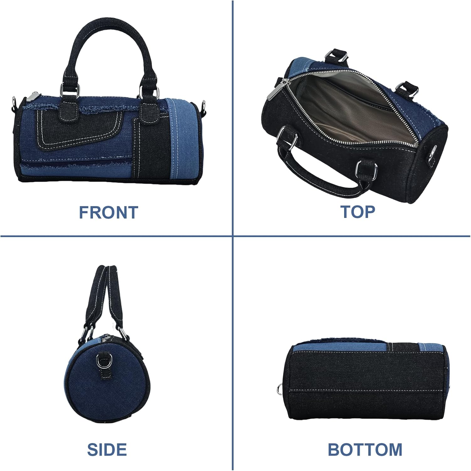 Arkefi Swing Bag Shoulder Bags for Women Denim Purse Patchwork Crossbody Evening Handbag Clutch - Image 6