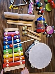 Amazon.com: Kids Musical Instruments, 33Pcs 18 Types Wooden Percussion ...