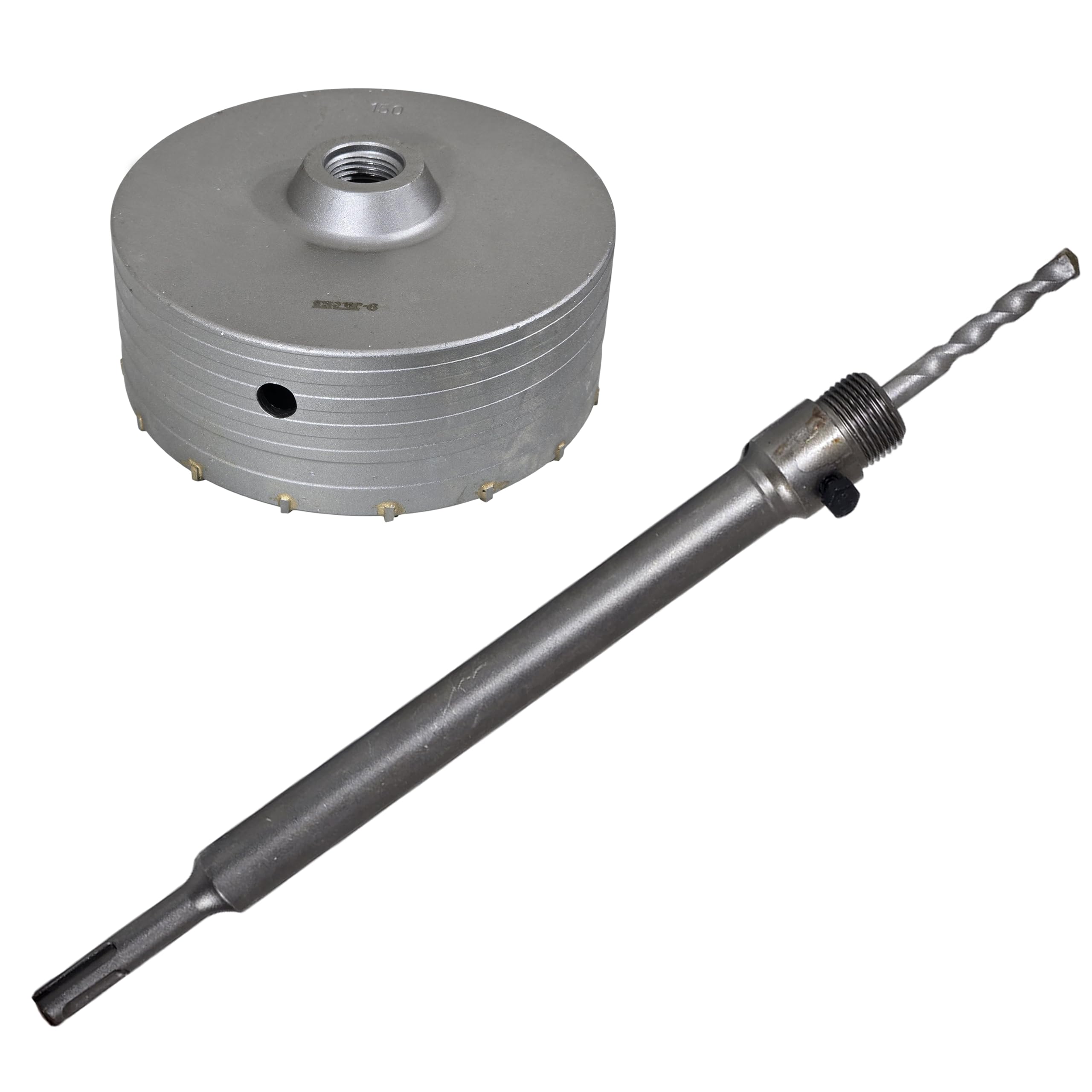 Digital Craft 150mm Concrete Hole Saw Cutter with 400mm Depth – Heavy Duty Wall Core Drill Bit for Cement, Stone & Brick – SDS Impact Drill Round Shank with Connecting Rod-image-18