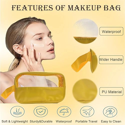 Miniatura 8 de HUTUYIYI Neceser para mujer, PVC transparente y empalme de poliuretano, impermeable, bolsa de cosméticos de maquillaje, aprobada por la TSA,