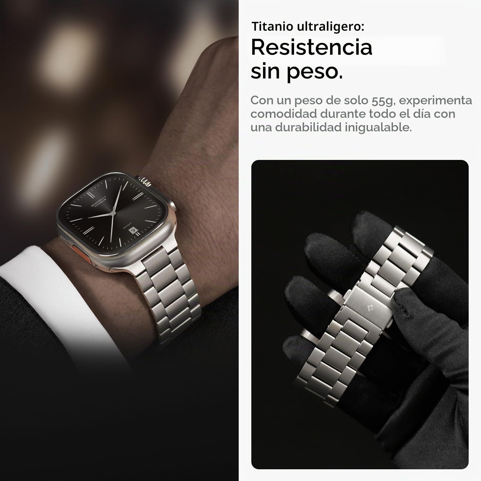 Spigen Modern Fit Titanium Correa para Apple Watch Ultra, Series 12/11/10