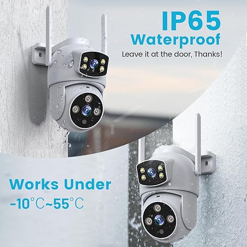 Miniatura 8 de XVIM 2PK - Cámara de seguridad de doble lente de 6MP para exteriores, cámaras WiFi de 2.4 GHz para el hogar con visión impermeable, 360, detección