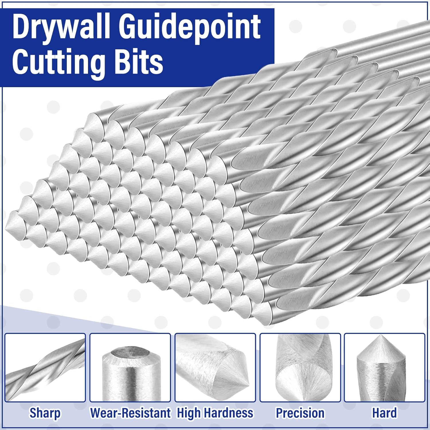 Tondiamo 50 Pcs Drywall Router Bits Drywall Drill Bits 5/32 Inch Guide Point Cutting Diameter Router Rotary Tools