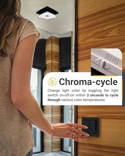 Miniatura 5 de Sunco Lighting Lámpara de techo cuadrada LED de 8 pulgadas de montaje empotrado negro 3000K4000K4500K5000K6500K interruptor CCT seleccionable 1800LM