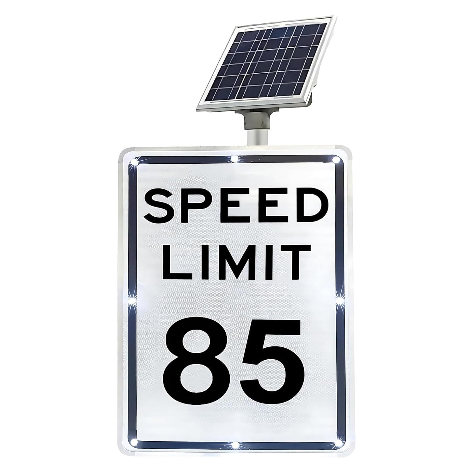 Señal LED de límite de velocidad intermitente con energía solar, señal de advertencia de tráfico de aluminio de alta visibilidad, resistente al agua IP65, fácil instalación para carretera, uso al aire