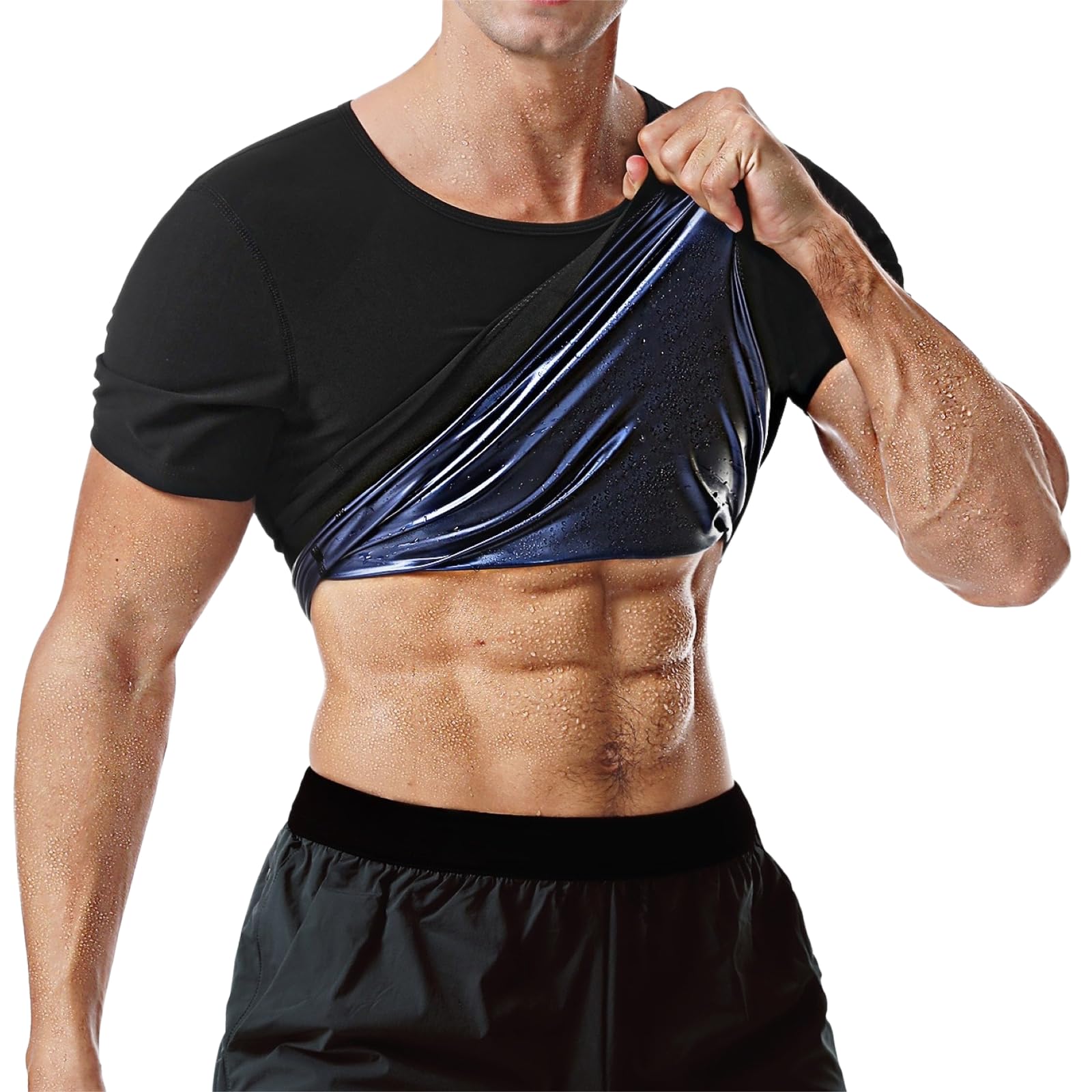 Dokelovy Sauna Suits Shirt for Men,Sweat Enhancer Sauna T-Shirt Short Sleeve Waist Trainer Body Shaper Vest Tank Top Trimmer-image-9