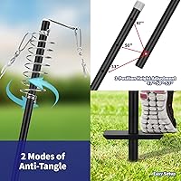 Vista 5 de Tetherball - Juego de tenis con poste de gancho giratorio de 360°, pelota, cuerda y pala. Equipo de tetherball para exteriores para patio trasero