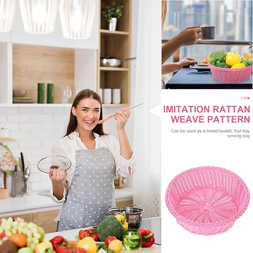 Miniatura 2 de FOMIYES Organizador de frutas, cesta de almacenamiento de ratán, cesta de frutas de cocina, bandeja de almacenamiento tejida a mano, cesta de