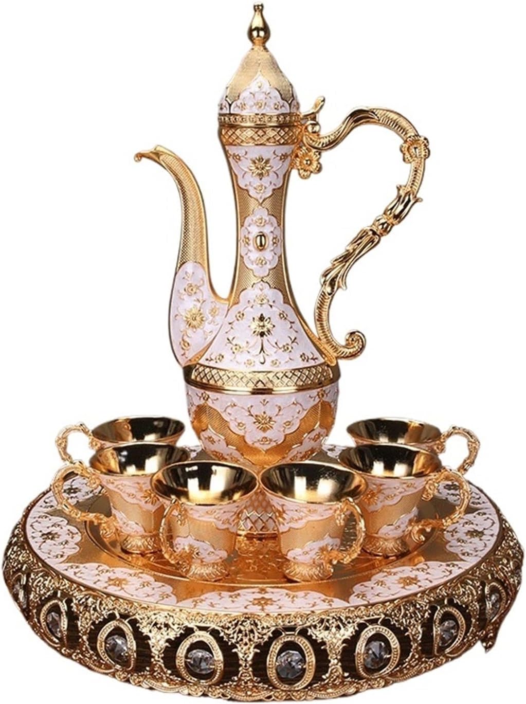 Wine Set Metal Ancient White Cup Palace Vintage Pot Gift Box Antique Divider