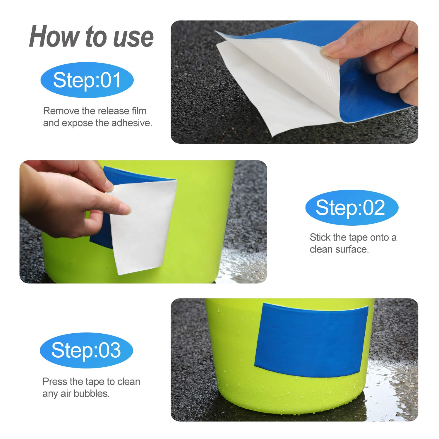 Wasserdichtes Butyl-Klebeband, 15,2 cm B x 40,6 cm, selbstklebend, für Wohnmobil-Reparatur, Bootsdichtung, Sonnenraum, glasierte Fliesen, Gummi-Dachflicken, blau