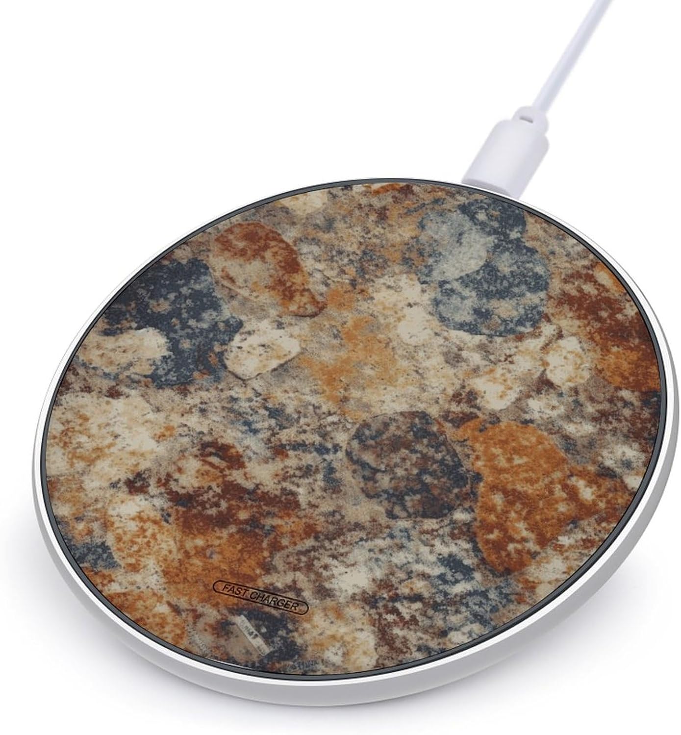 Abstract Granite Wireless Charging Pad with USB Cable 10W Magnetic Wireless Charger Fast Charging Pad Portable Slim Charger Puck Lightweight Travel Chargings Station