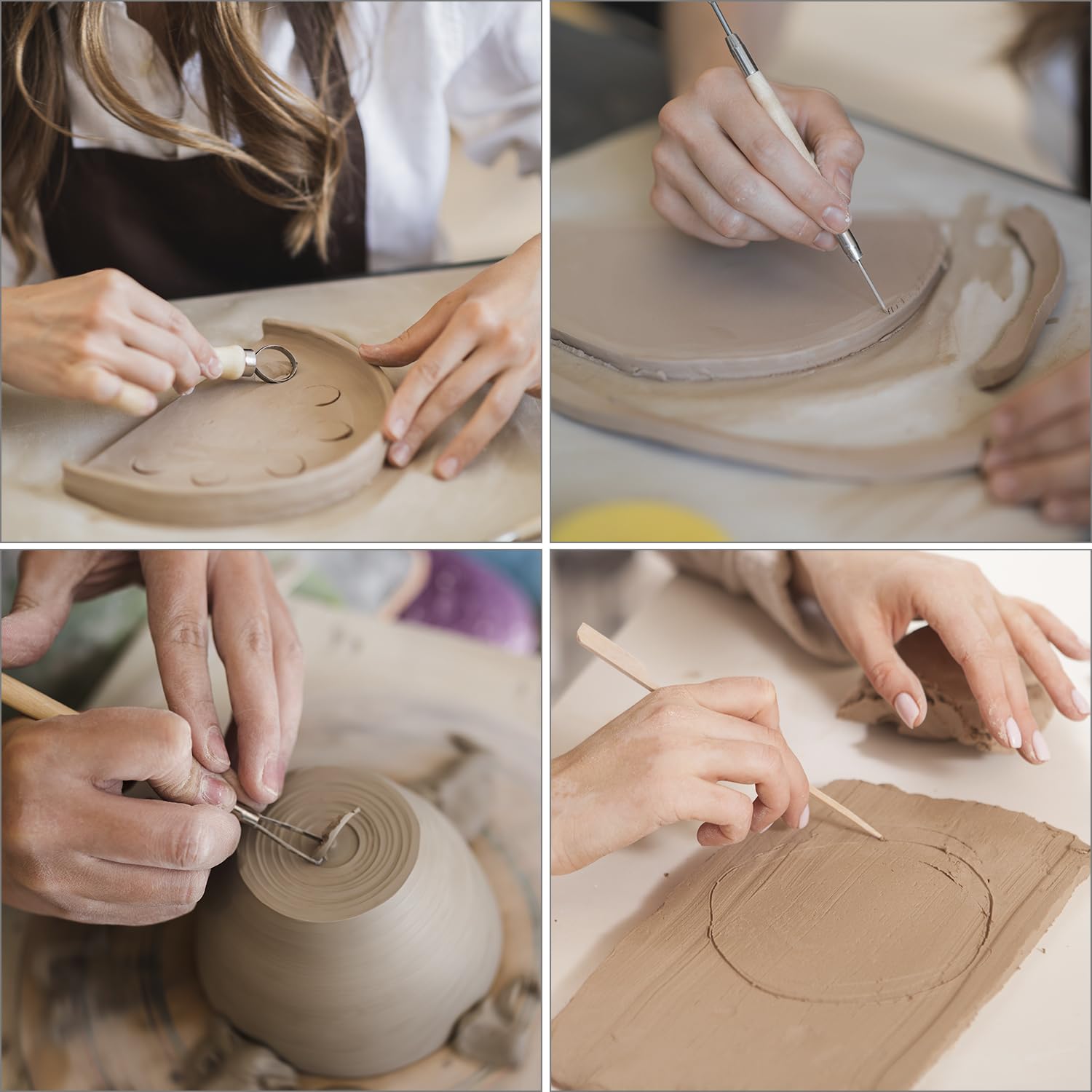 iplusmile - Set di 3 raschietti per scultura, ceramica e argilla, con manico in legno