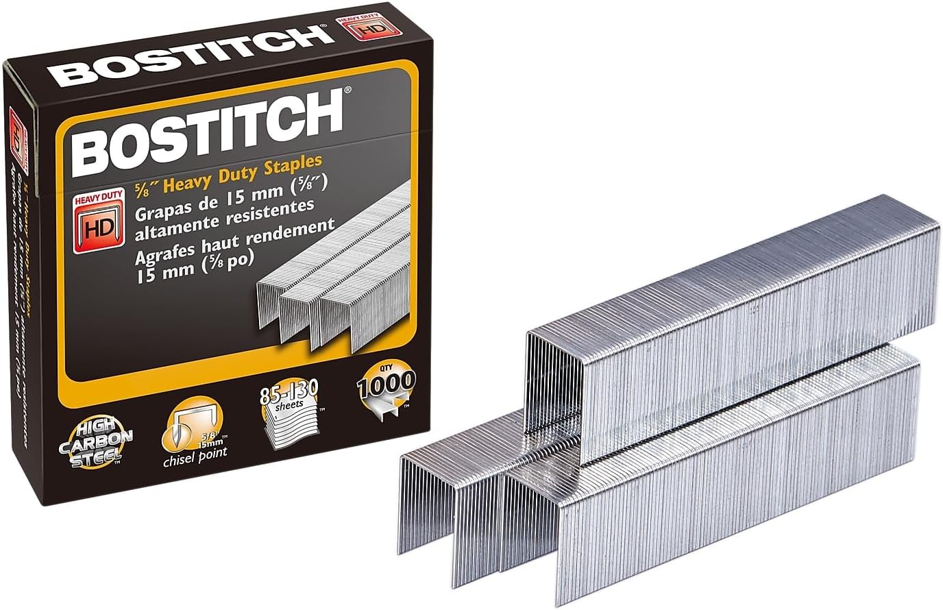 Bostitch Heavy Duty Premium Staples, 85-130 Sheets, 5/8-Inch Leg, 1,000 Per Box (SB355/8-1M)