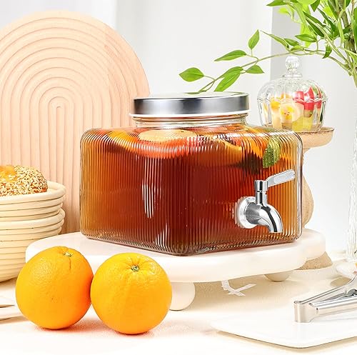 Miniatura 5 de Dispensadores de bebidas de 1 galón para fiestas, refrigerador dispensador de bebidas con grifo de acero inoxidable a prueba de fugas, ideal para