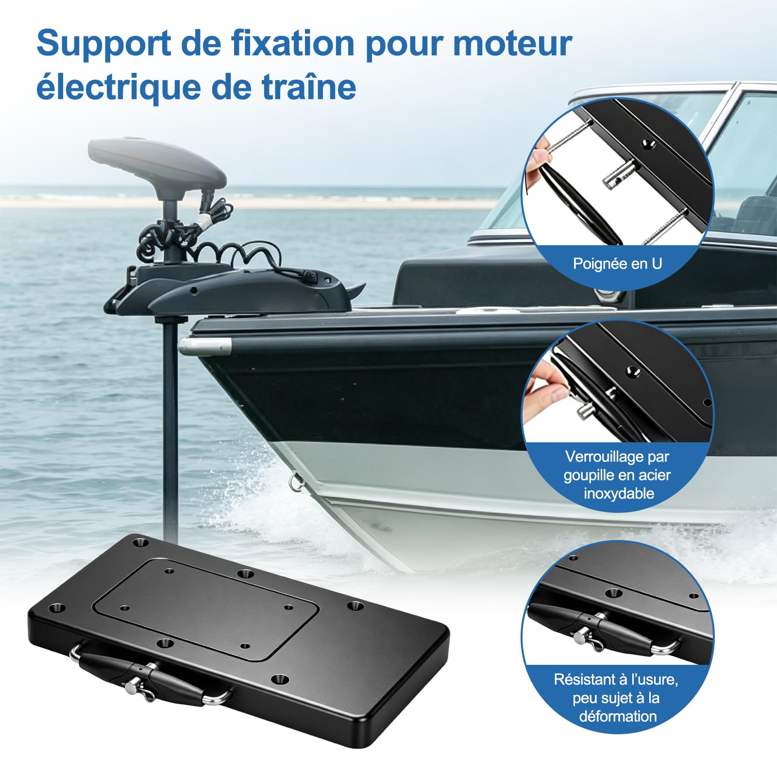 pour Minn Kota 1854021 MKA-21 Composites Supports à dégagement Rapide, Support de Montage pour Moteur à la traîne