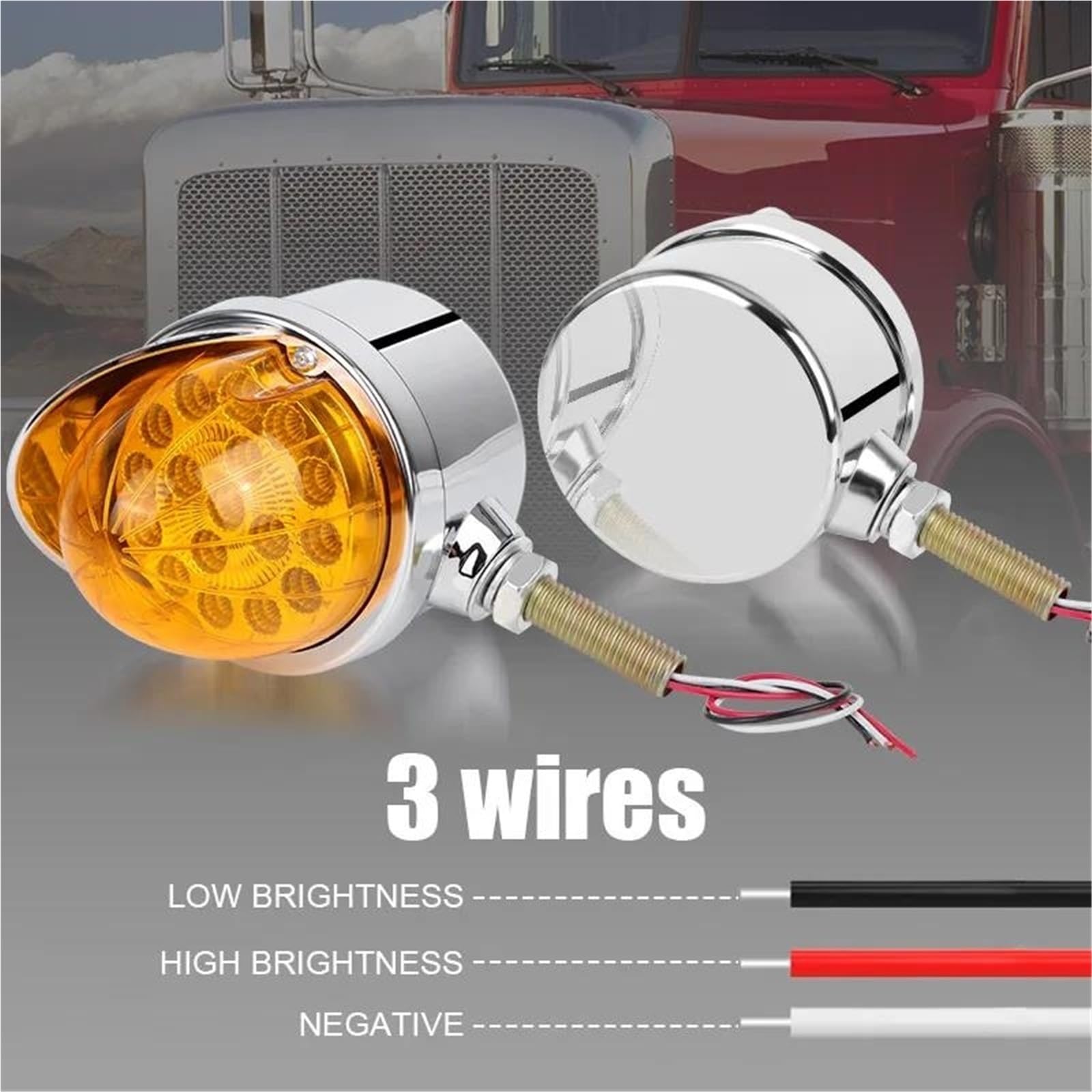 Genérico Indicador Intermitente Luz De Giro De Una Sola Cara De 17 LED Luz Ámbar Posición Lateral Luz Alta Y Baja Para Camión Remolque Caravana, Tractor, Peterbilt, RV, 12 V Luces Giro