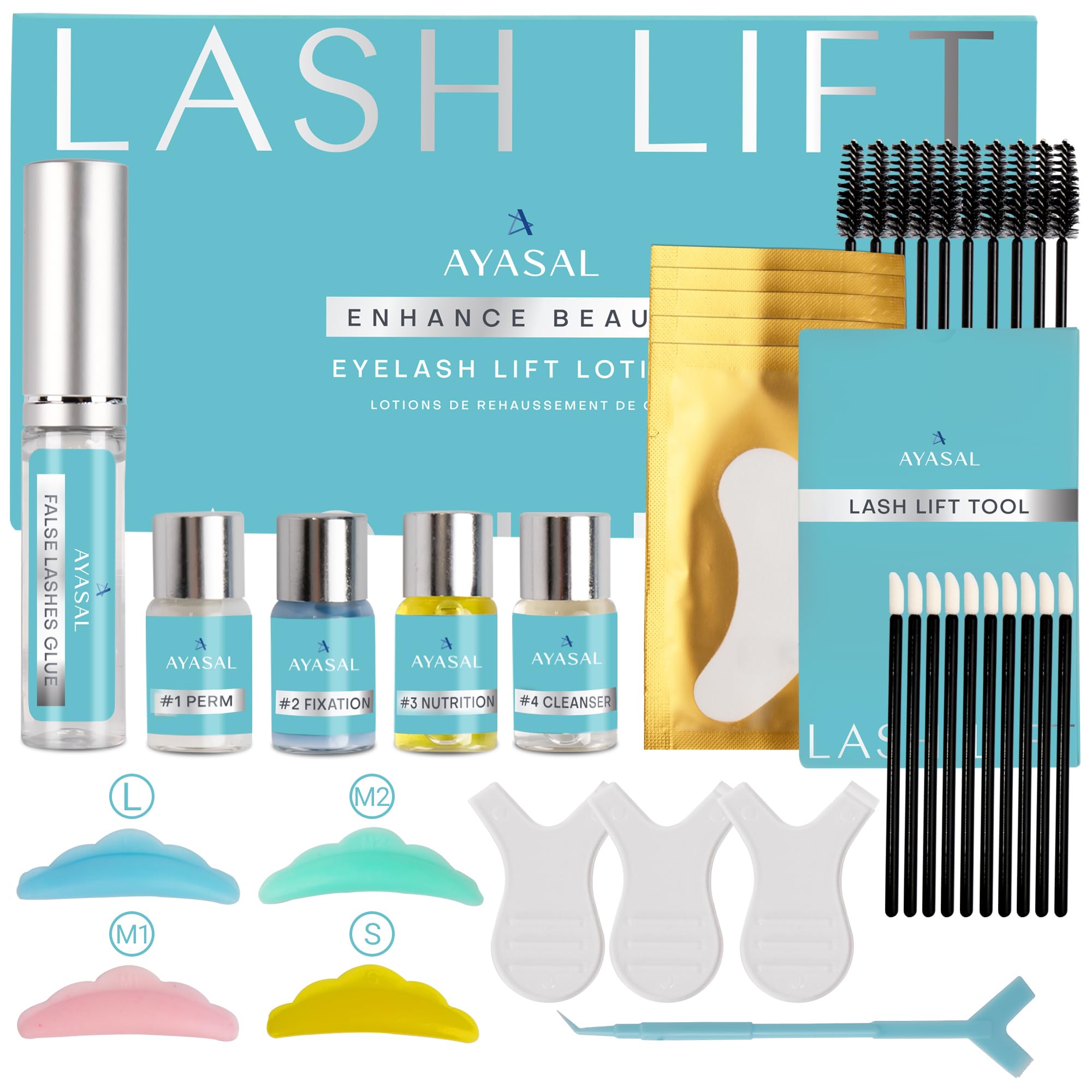 AYASAL Lash Lift Kit for Women: Hight Quality Eyelash Perm Kit, Detailed Instruction Eyelash Lift Kit, Easy for Beginner and Professional Use, Safe and Effective Salon Results