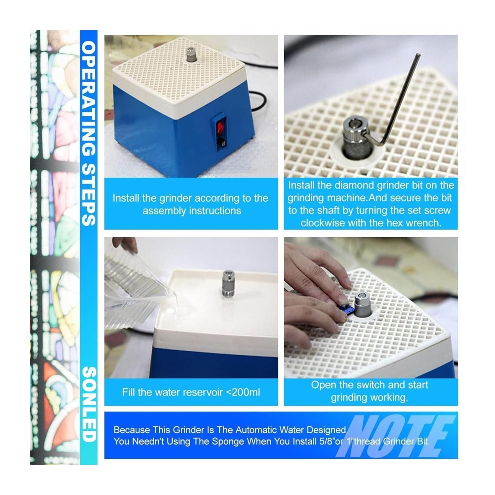 Kit de construcción de casas de vidrio con máquina de molienda, herramientas de corte y soldador para vidrio profesional