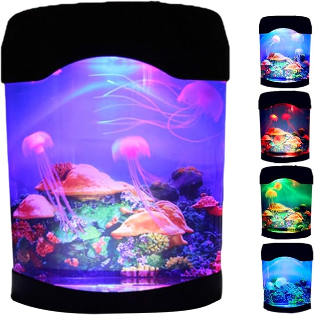 QLPXY USB Aquarium Mood Light, Jellyfish Lamp LED Fantasy Lava Lamp Realistic Jellyfish Light, Home Office Gift for Men Women Kids