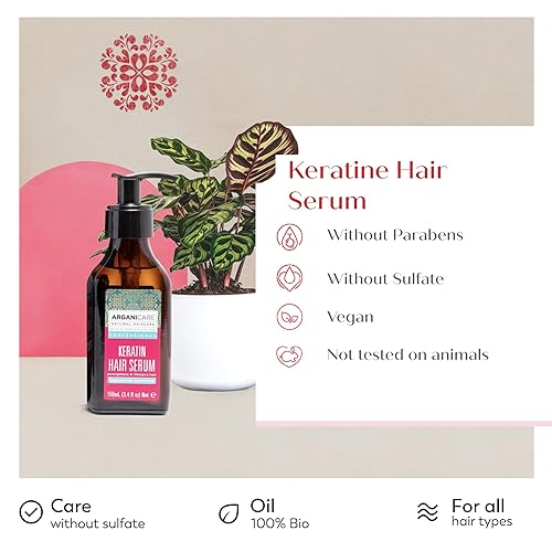 Miniatura 4 de Arganicare Serum reparador de queratina para el cabello con aceite orgánico certificado de argán para fortalecer y espesar el cabello, 3.4 fl oz