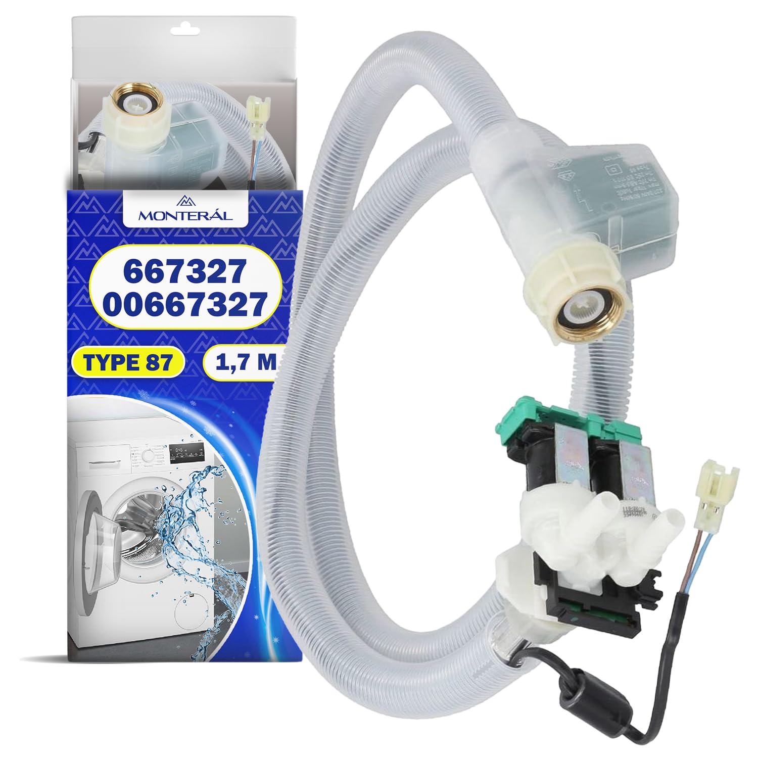 Waschmaschinenschlauch mit Aquastopp mit Originalcode 00667327 für Bosch | Garantie 10 Jahre - MONTERAL
