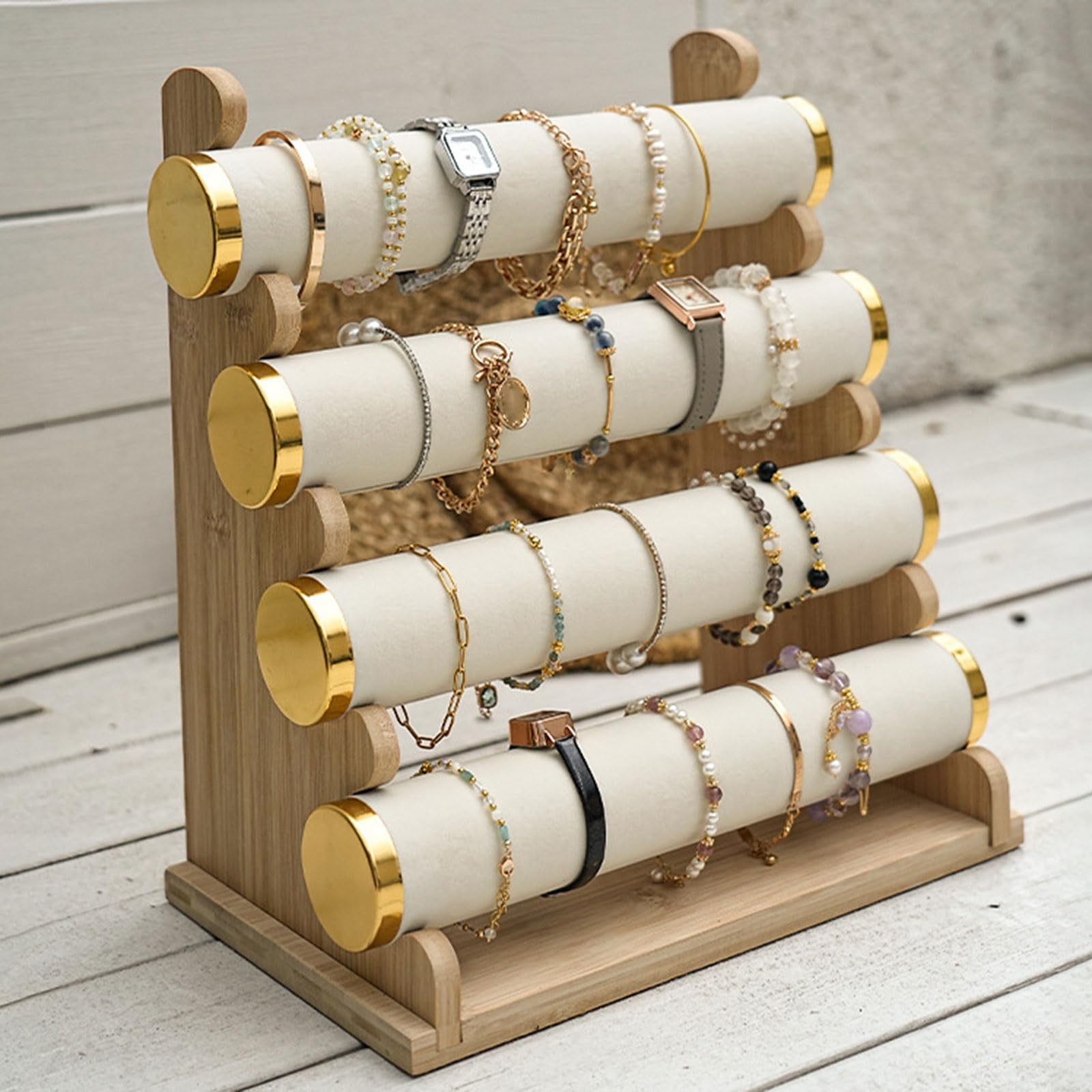 Présentoir pour bracelets et bracelets, support à bijoux en bois avec niveaux amovibles pour le magasin et la maison, solution de rangement organisée pour chaîne de poignet