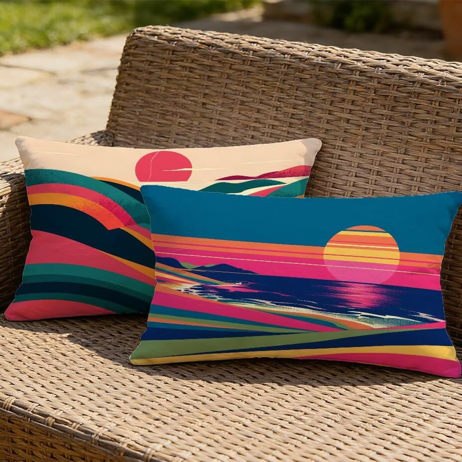 Housse de Coussin de Jardin 60x90 Aspect Lin Premium Rectangulaire M-P1147