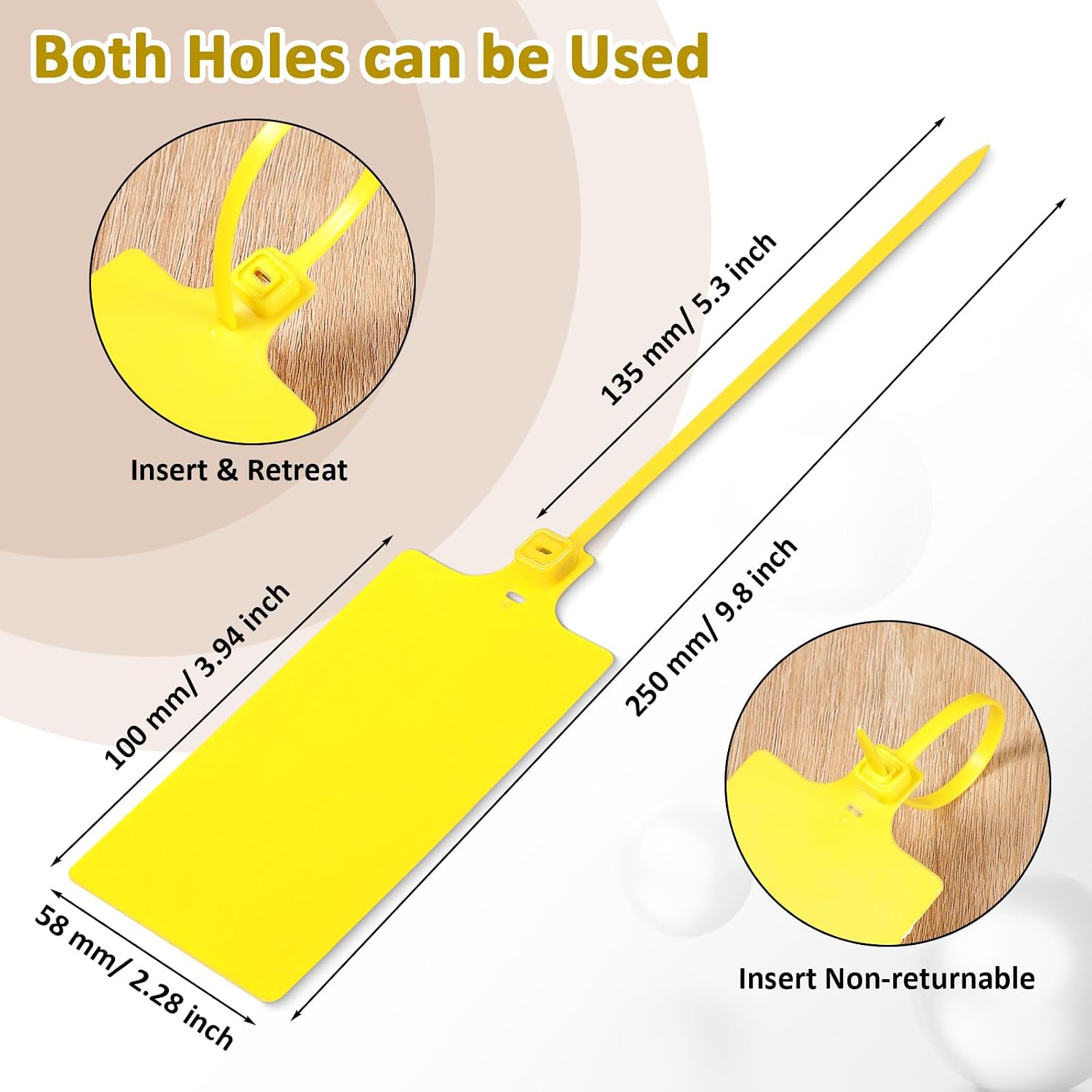 Youyole 200 Pieces Plastic Tags Waterproof Plastic Seal Shipping Tags Logistics Use Big Sign Tie Large Label Tie 250 mm Total Length (Red, Yellow, 2.28 x 3.94 Inches)