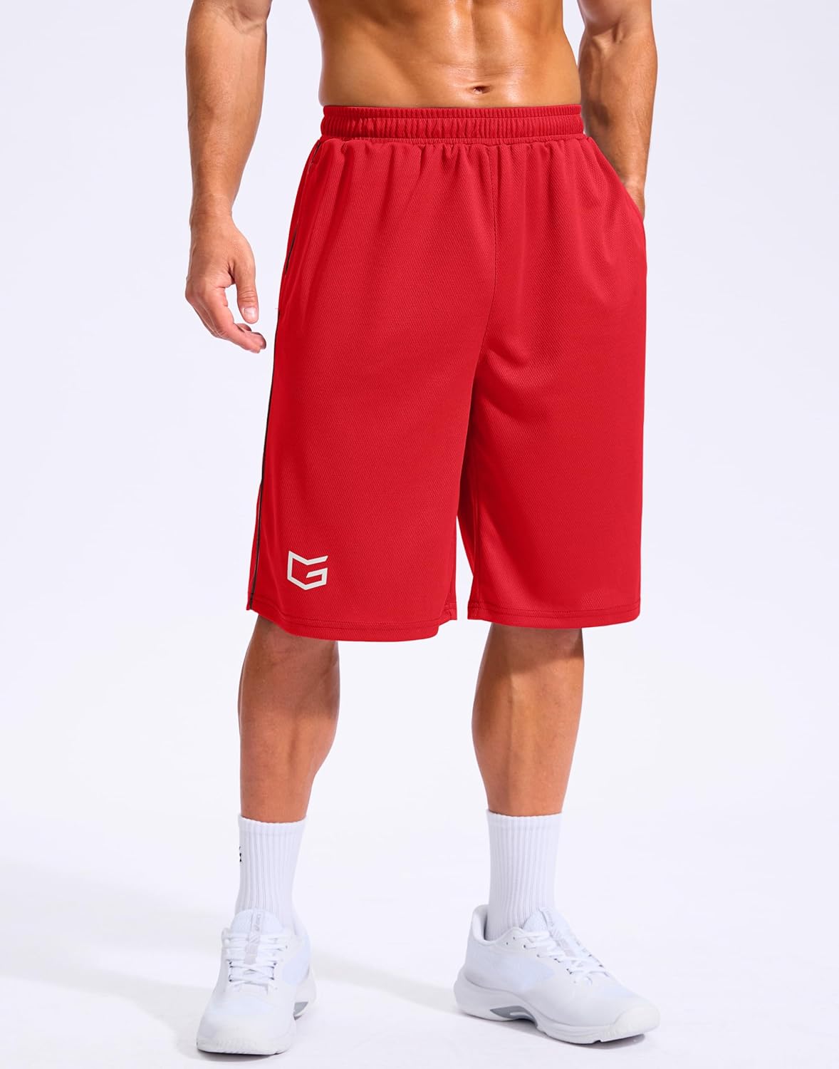 G Gradual Men's 12" Long Basketball Shorts with Pockets Lightweight Loose Fit Athletic Shorts Mesh Gym Shorts for Men