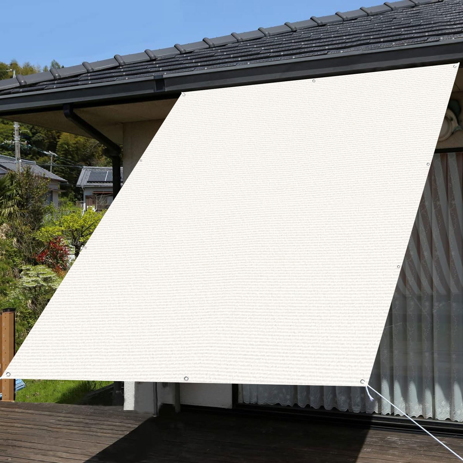 Voile d'ombrage blanc anti-UV 95% résistant aux déchirures 1,2x8 m