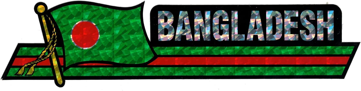 Pack of 24 Bangladesh Flag 3"x12" Reflective Decal Bumper Sticker DCX-022