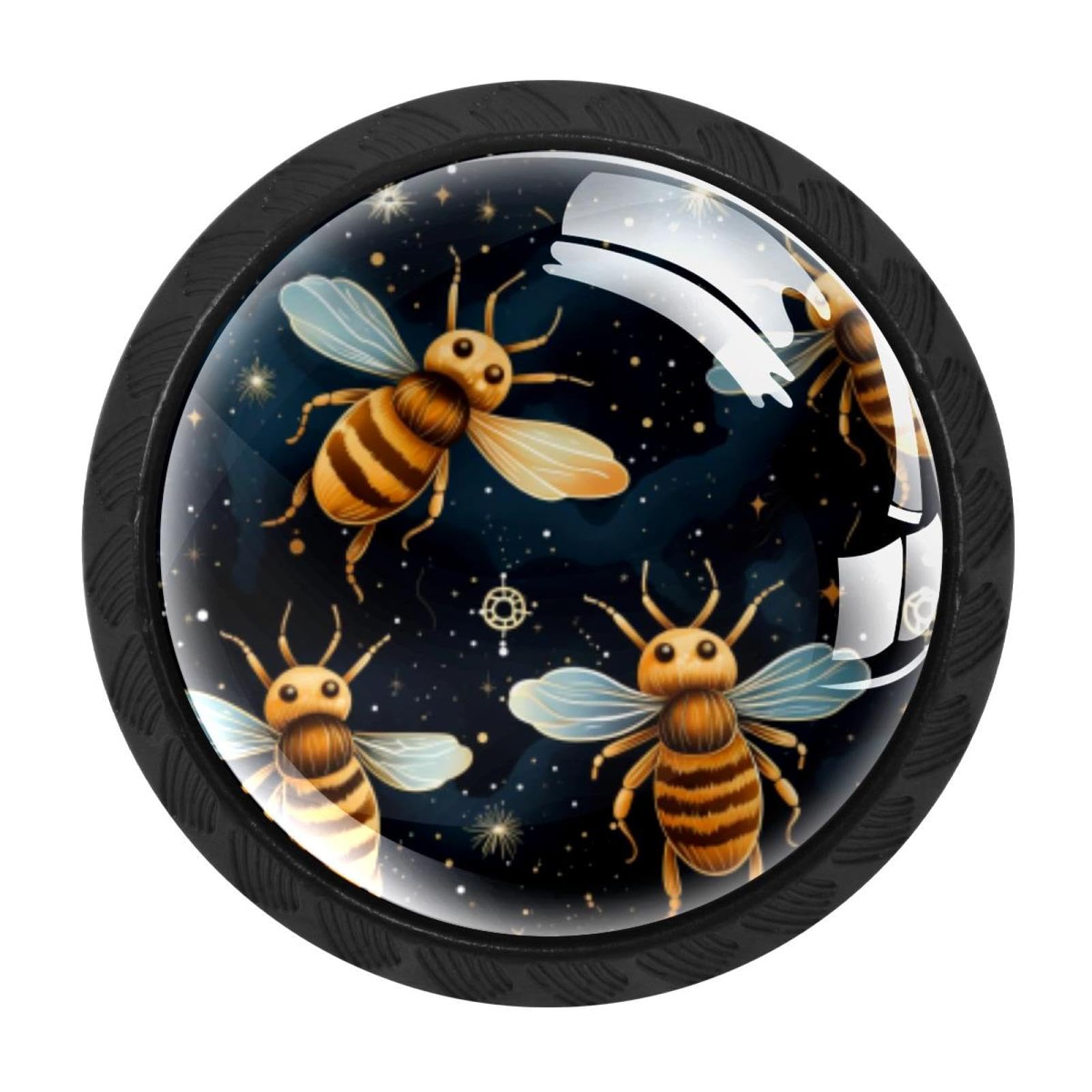 Chenzzzz Multicolored 19 Starry Bee Drawer Knobs 4 Pack Crystal Dresser Knobs 35Mm Glass Cabinet Knobs For Home Office Bathroom