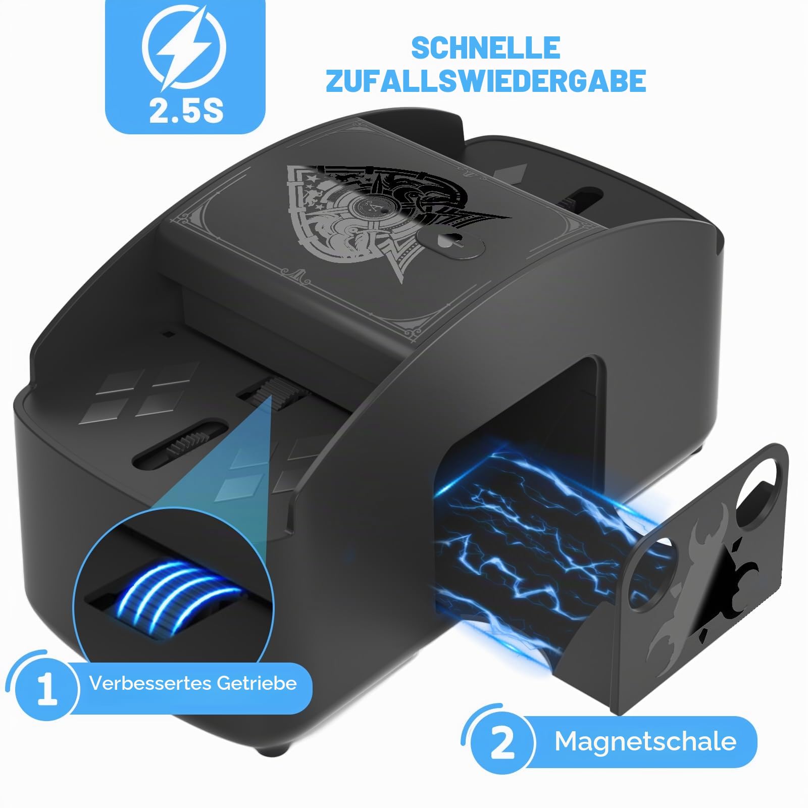 Ni-SHEN Vollautomatischer Kartenmischer, USB/batteriebetriebener elektrischer Mischpult, geräuscharmer Spielkarten-Shuffle für UNO, Poker, Phase 10, Skip-BO, Blackjack