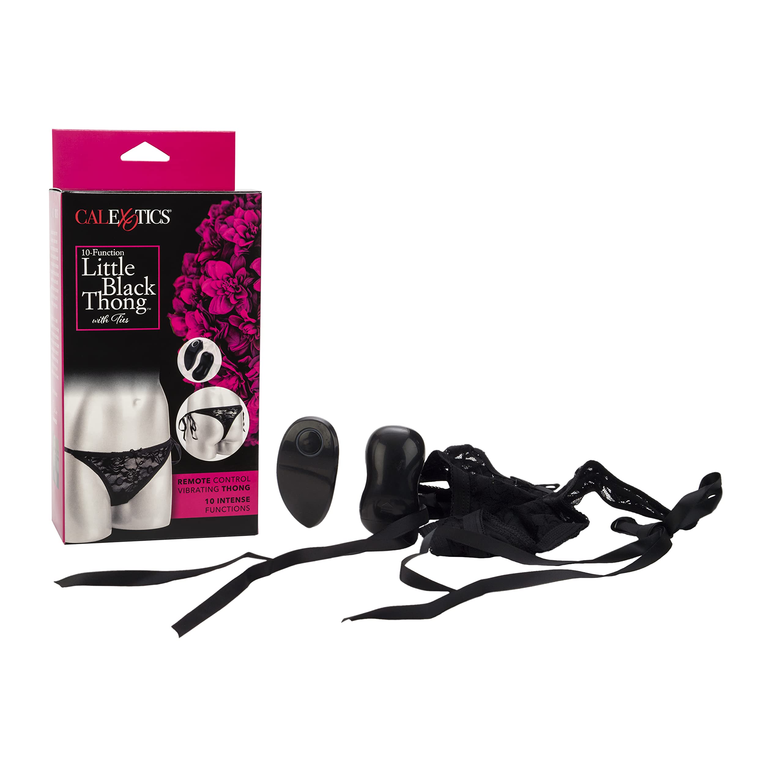 CalExotics Remote Control 10 Function Little Black Thong – Wireless Control Bullet Vibrator – Pocket Adult Toys for Couples – Vibe Egg Massager - Black