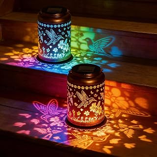 2 Pack Waterproof Hummingbird Solar Lantern Outdoor Hanging Garden Light