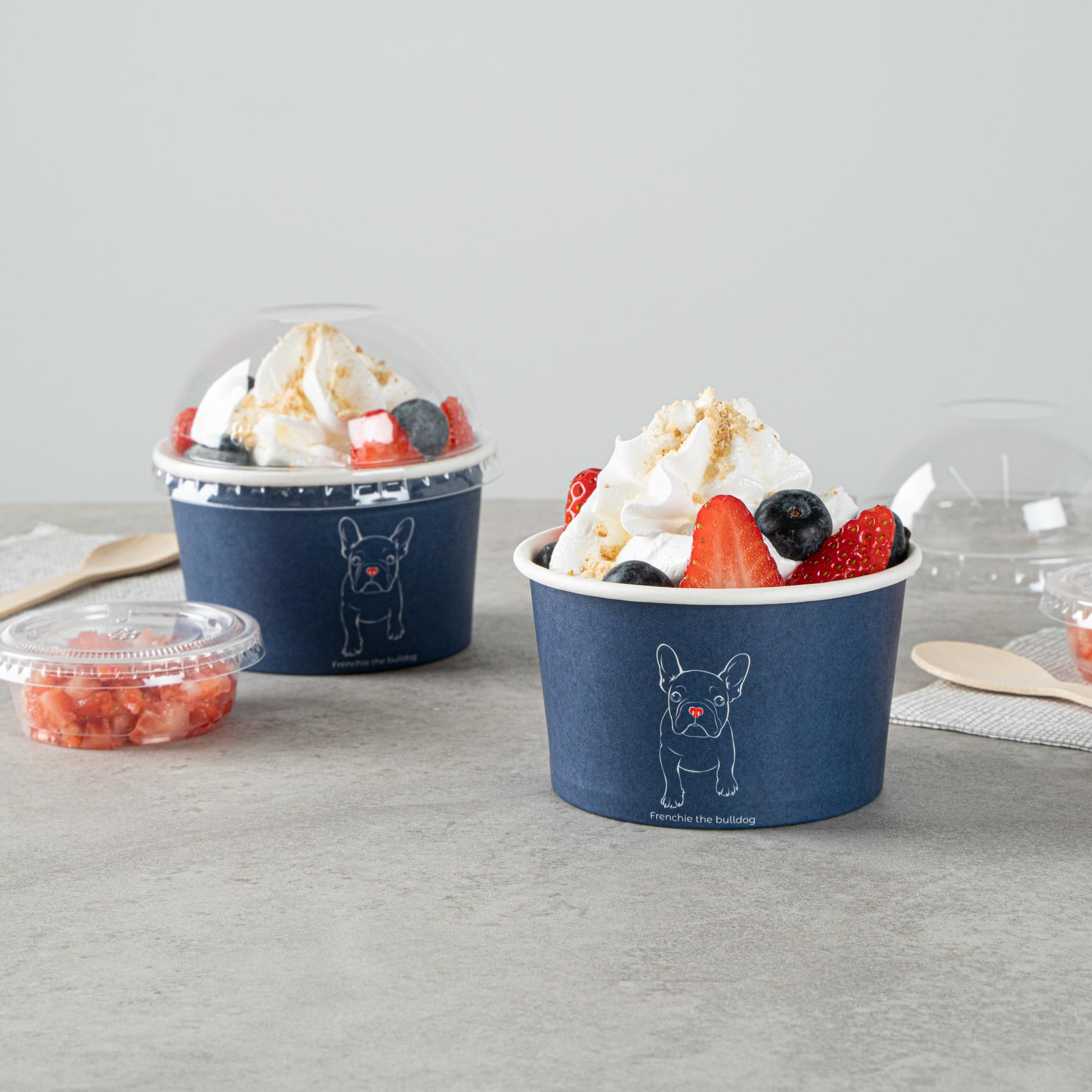 Coppetta - Vasos de postre de 5 onzas, 200 vasos desechables para helado, las tapas se venden por separado, resistentes, cuencos de papel francés FroYo, para alimentos calientes y fríos, perfectos