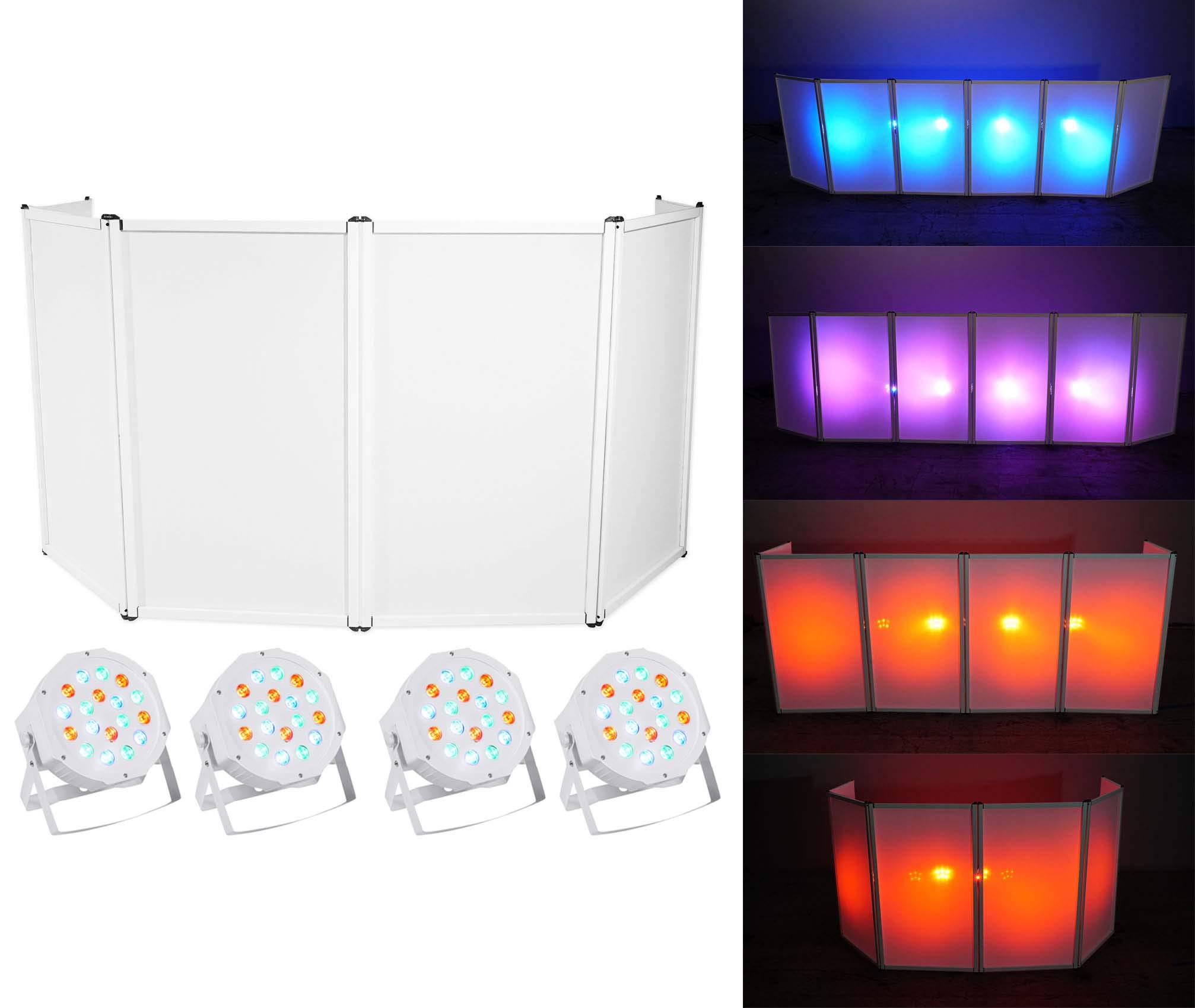 Rockville Bundle: Rockville RFAAW Facade Light Weight Metal Frame Booth Bundle with Rockville RAPFAW Facade Extension & (4) Rockville RockPAR50 LED RGB Par Can DMX Wash Light (6 Items)