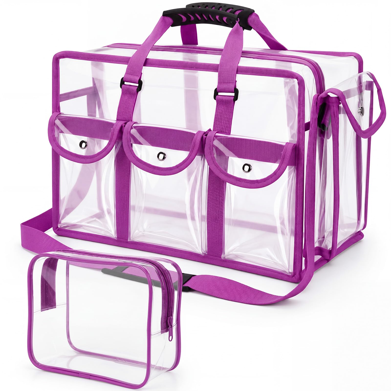 2-Piece PVC Makeup and Toiletry Bag Set with Compartments