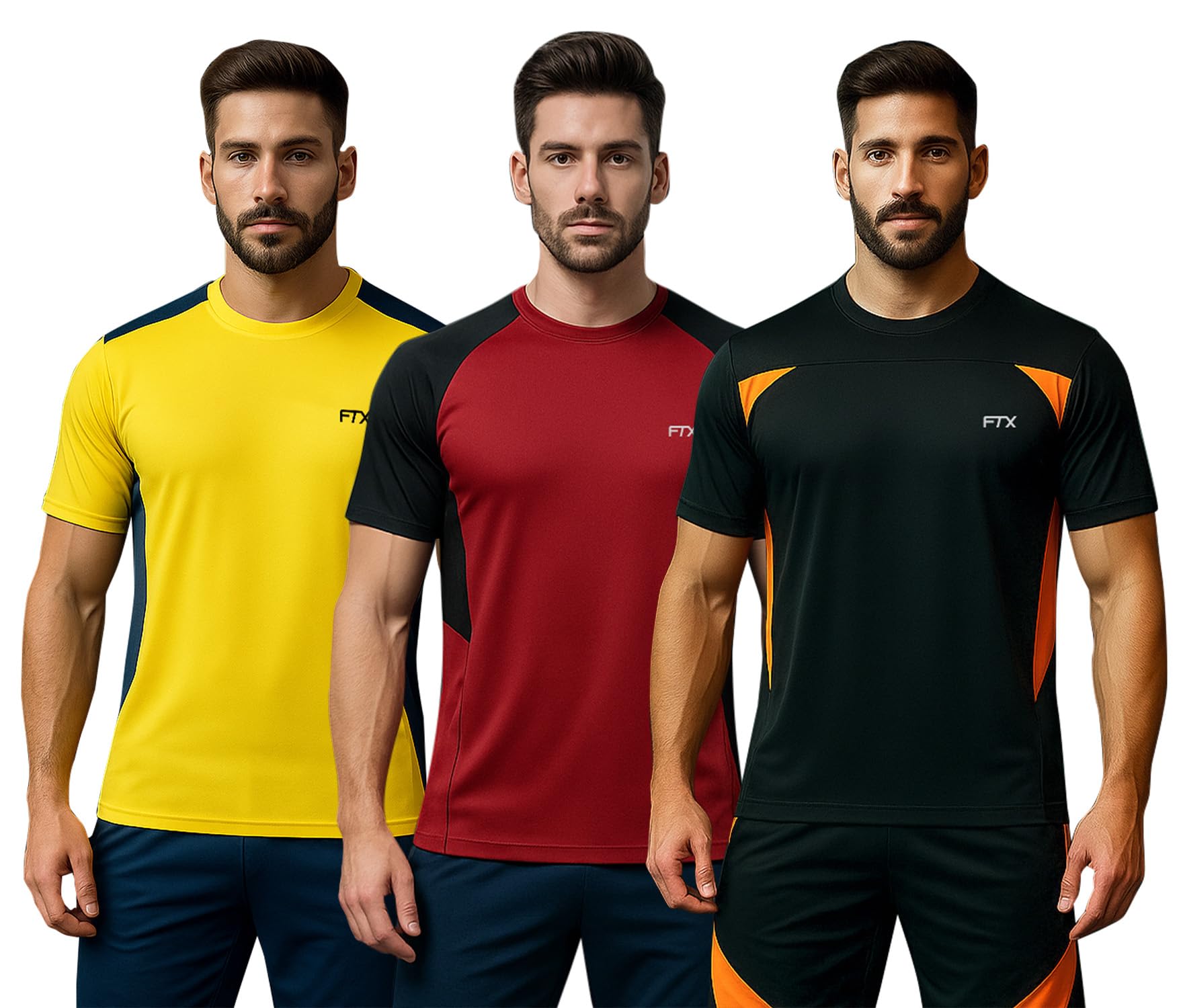 ftx Colorblock Dri-Fit Halfsleeve Activewear T-Shirt for Men (Pack of 3)-picture-43