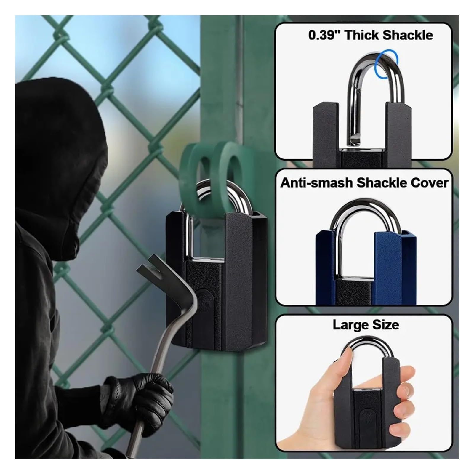 Cadenas De Sécurité Extérieur Noir, Serrure À Combinaison Robuste, Résistant Aux Intempéries, Bagages Pratique Efficace