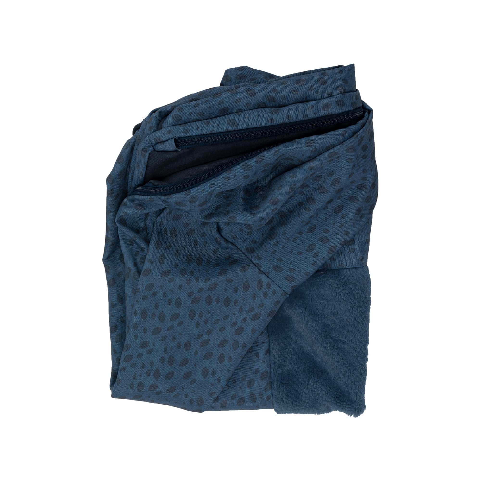 Furhaven Replacement Dog Bed Cover Plush & Almond Print L Shaped Chaise, Machine Washable - Blue Almonds, Jumbo Plus (XX-Large)