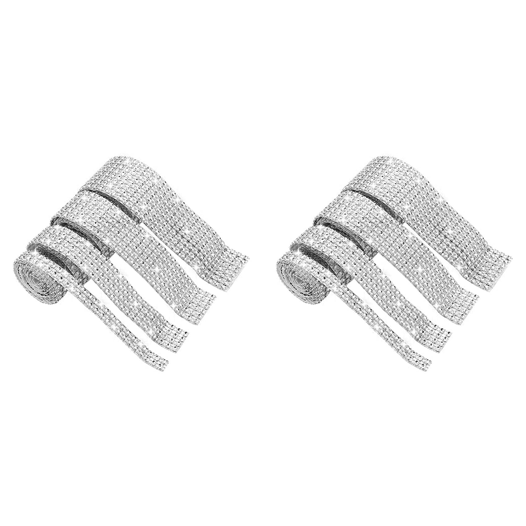 Vjsujehgy Rhinestone Ribbon,8 Rolls of Self-Adhesive Rhinestone Strips, Sparkle Crystal Rhinestone Tape for Crafts Art Car