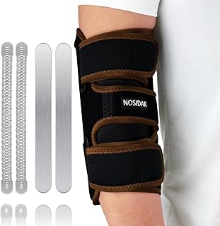 Copper Elbow Brace, Cubital Tunnel Elbow Brace, Ulnar Nerve Brace, Elbow Splint for Sleeping with 4 Removable Metal Splints for Tendonitis, Tennis, Golf, Pain Relief for Men & Women Right