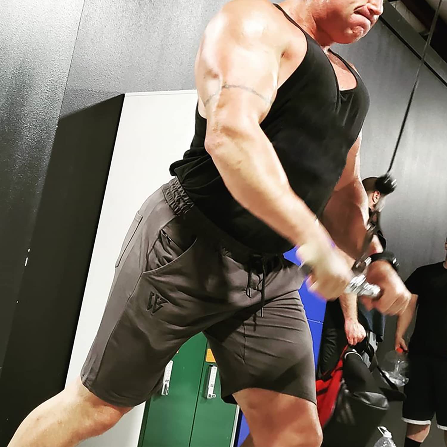 BROKIG - Pantalón corto deportivo para hombre, algodón, con bolsillos con cremallera