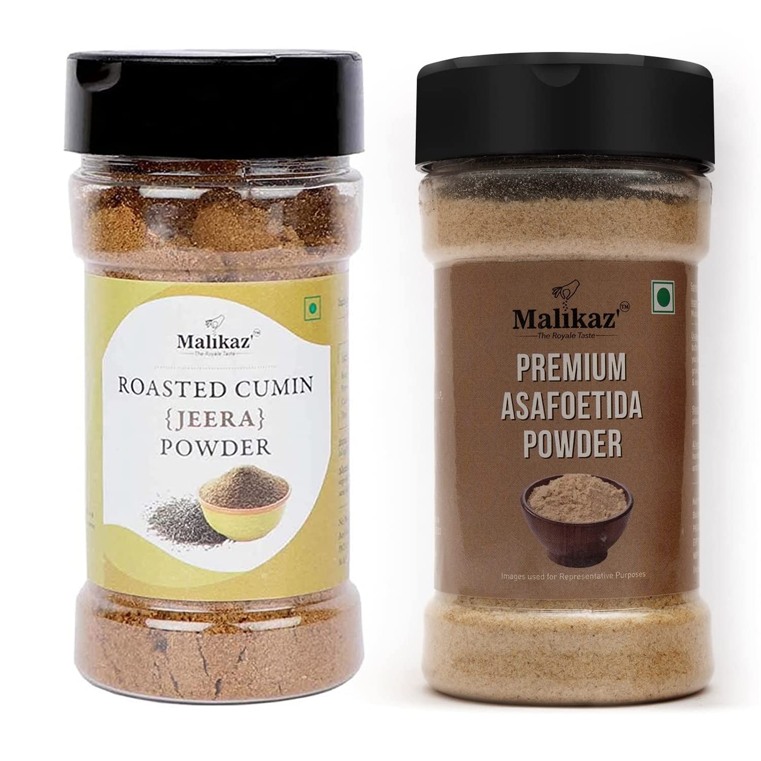 Malikaz' The Royale TasteCumin Premium Asafoetida Combo (Roasted Cumin Powder, 90g | Premium Asafoetida Powder, 125g), 215g