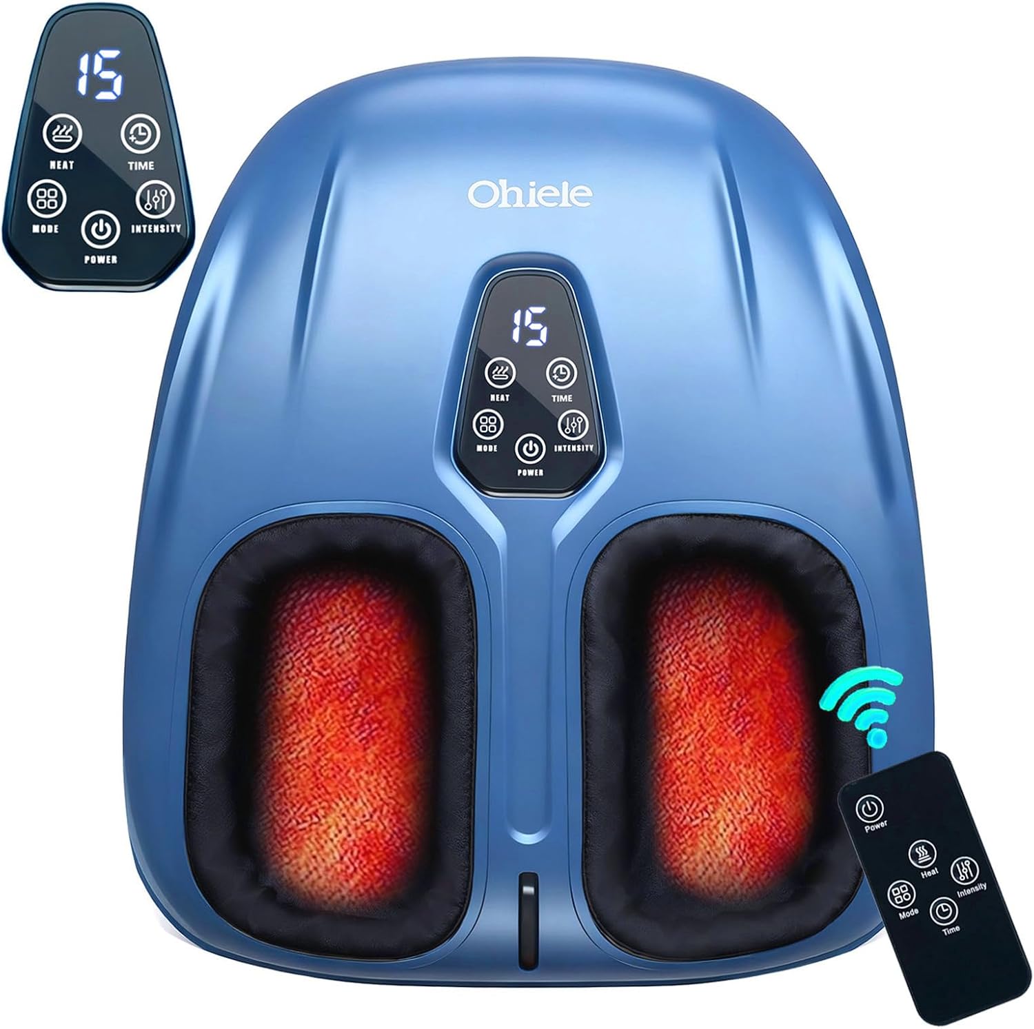 Foot Massager with Heat, Shiatsu Deep Kneading Foot Massager, Plantar Fasciitis Massager, and Heat for Plantar Fasciitis, Neuropathy, Suitable for Women Men, Fits Up to 13 (Light Blue,Corded)