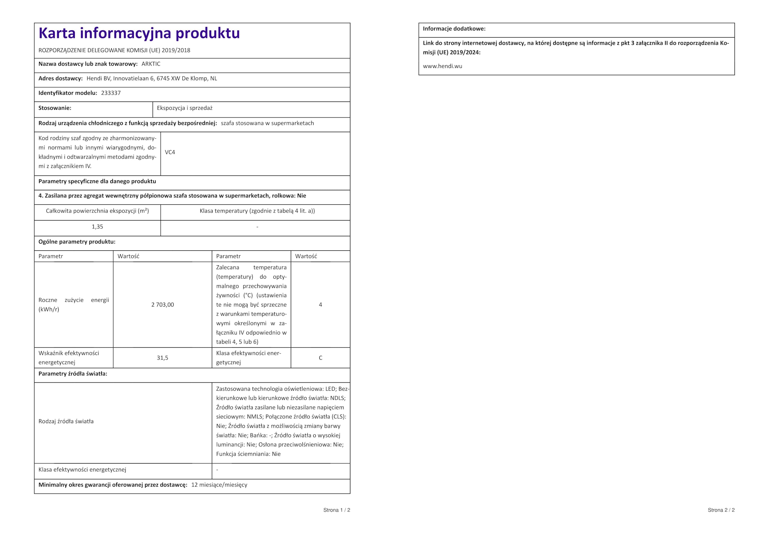 HENDI Vitrinas expositoras refrigeradas con 2 baldas - 300 L - 230V / 480W - 915x675x(H)1210 mm